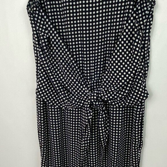 Donna Morgan Black White Polka Dot Print Jumpsuit Tie Waist Size 6 V-Neck Boho - Picture 5 of 9